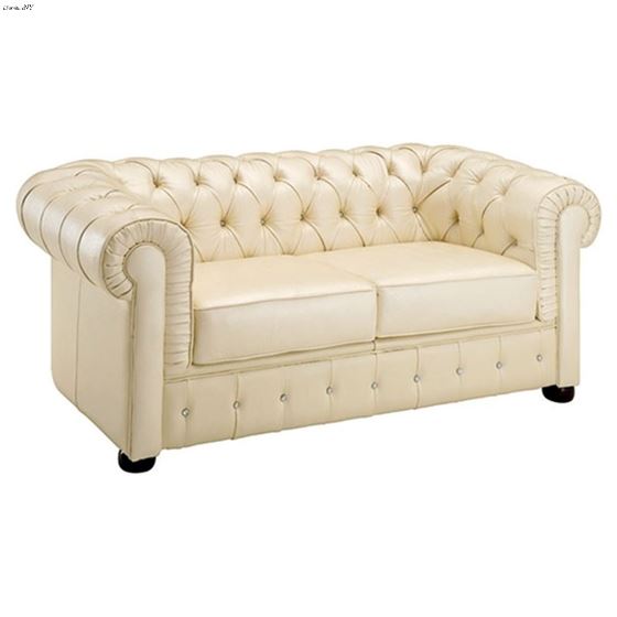 258 Tufted Ivory Italian Leather Love Seat 258 By ESF Furniture