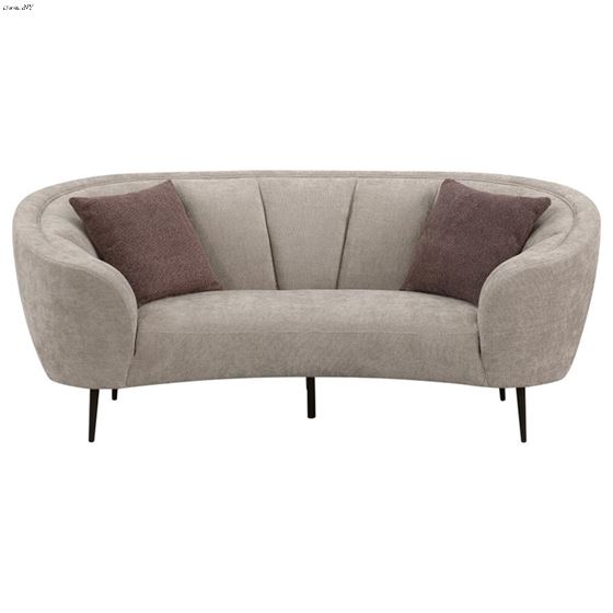 Ellorie Beige Channel Back Curved Loveseat 5048-3