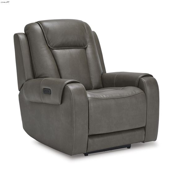 Card Player Smoke Faux Leather Power Recliner 11808 By Signature Design by Ashley
