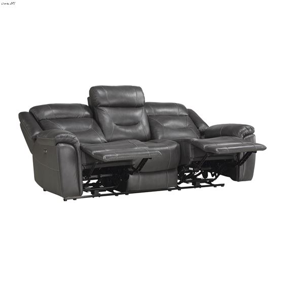 Kennett Dark Gray Leather Power Reclining Sofa-3