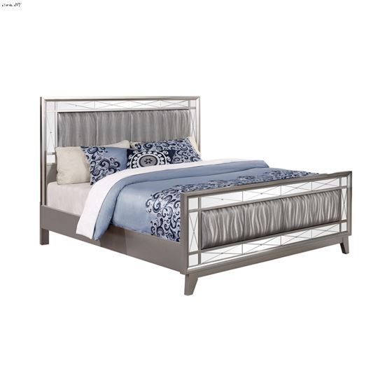 Leighton Mercury Metallic Full Panel Bed with Mirrored Accents 204921F By Coaster