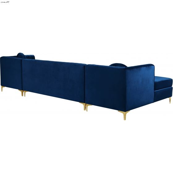 Graham Navy Velvet Upholstered Sectional- Gold- 3