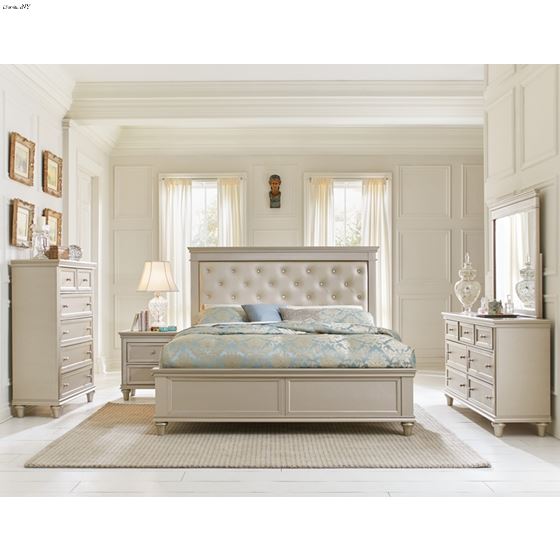 Homelegance Celandine Silver Panel Bed 1928 Set