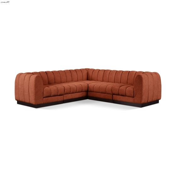 Quinn 101 inch 5pc Cognac Chenille Fabric Sectional By Meridian Furniture