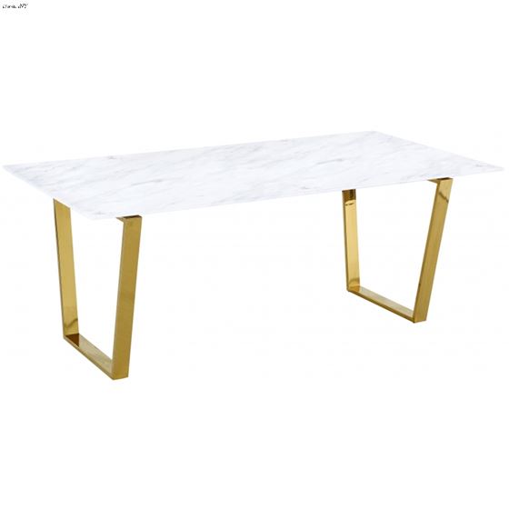 Cameron White Marble Top And Gold, Marble And Gold Dining Table