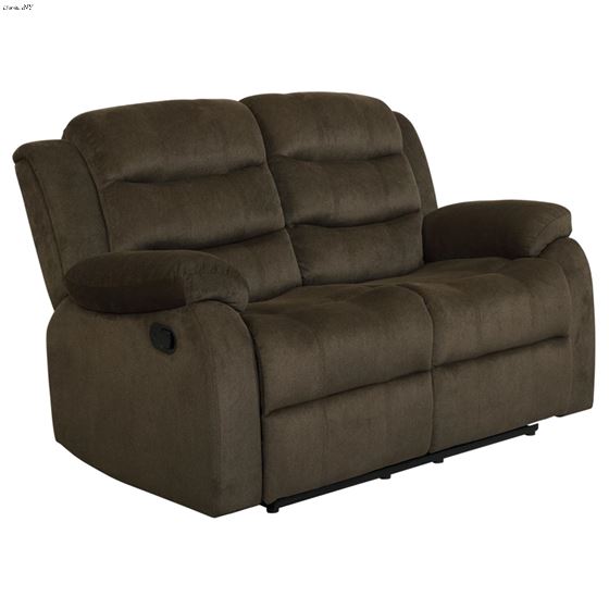 Rodman Olive Brown Pillow Top Arm Reclining Loveseat 601882 By Coaster