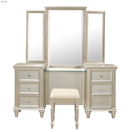 Celandine Silver 6 Drawer Vanity Dresser with Mirror 1928-15 By Homelegance