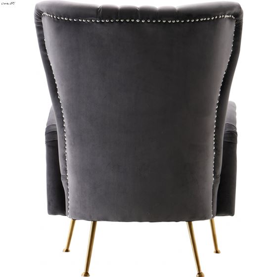 Opera Grey Velvet Upholstered Accent Chair - 3