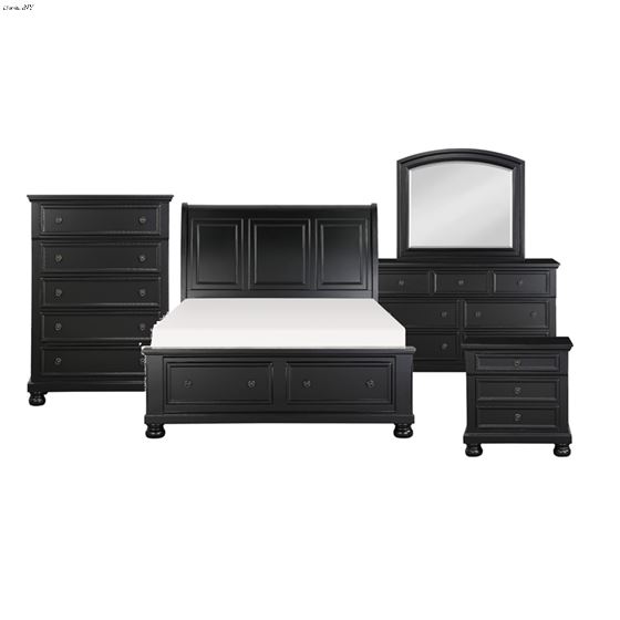 Laurelin Black Queen 5pc Sleigh Storage Bedroom Set 1714BK