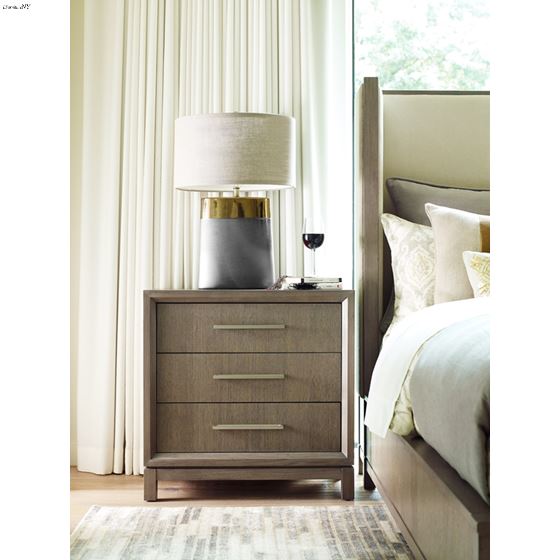 Highlight Greige 3 Drawer Night Stand-3