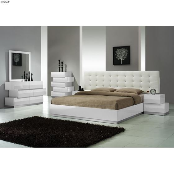 Milan White Modern King Bed-3