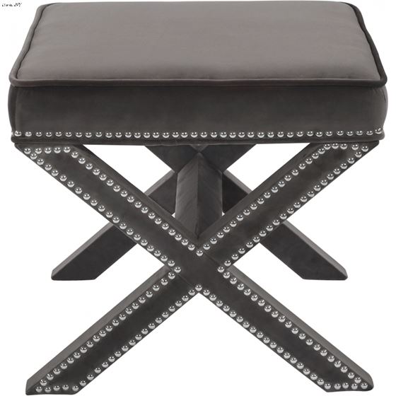 Nixon Grey Velvet Upholstered Ottoman/Bench - 3