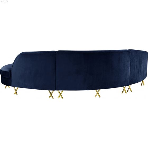 Serpentine Navy Velvet Upholstered Sectional  - 3