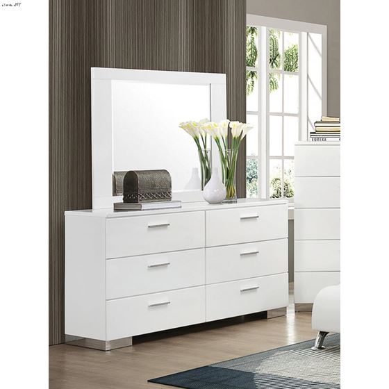 Felicity Glossy White 6 Drawer Dresser 203503-3