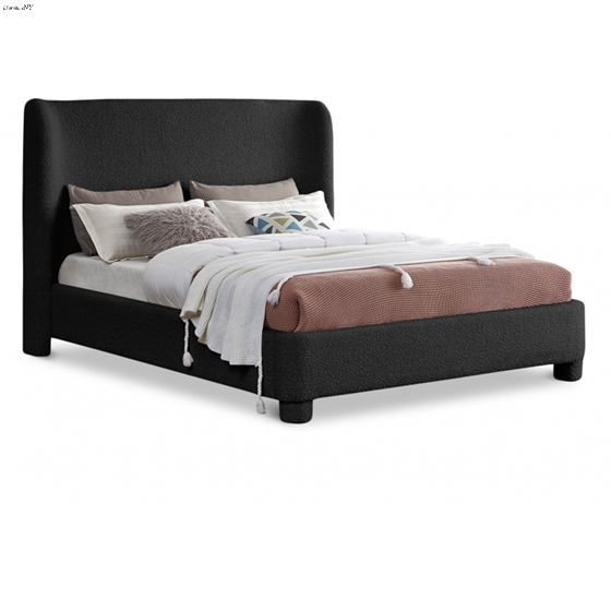 Penny Black Boucle Upholstered Bed By Meridian Furniture