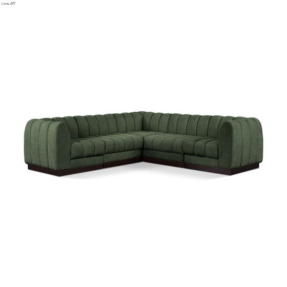 Quinn 101 inch 5pc Green Chenille Fabric Sectional By Meridian Furniture