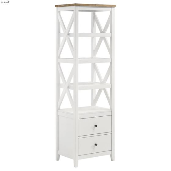 Hollis Brown and White  4 Shelf Wood Media Tower 708254 By Coaster