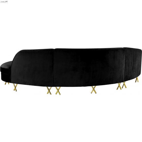 Serpentine Black Velvet Upholstered Sectional - 3