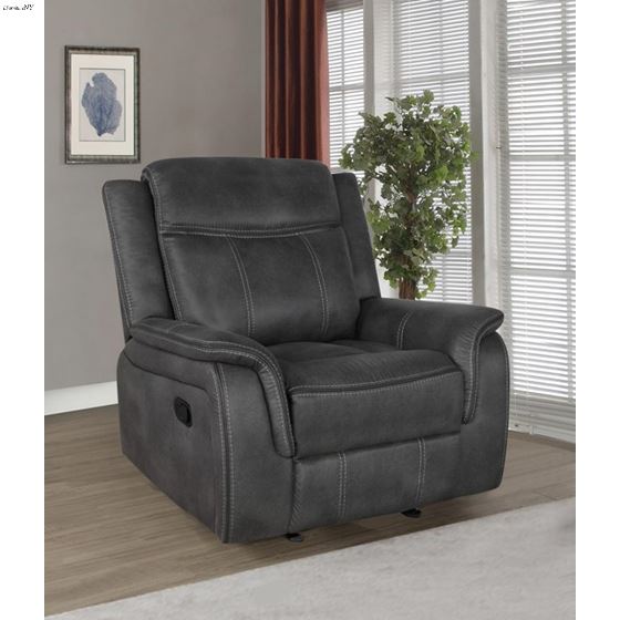 Lawrence Charcoal Fabric Glider Recliner Chair 6-3