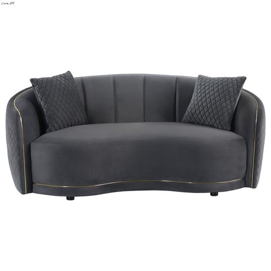 Brookside Dark Grey Velvet Curved Loveseat 5048-3