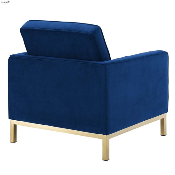 Loft Modern Navy Velvet and Gold Legs Tufted Chair EEI-3393-GLD-NAV by Modway 3