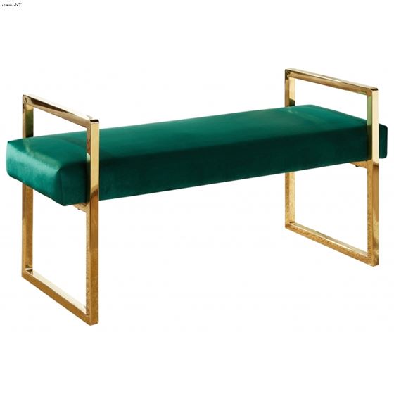 Olivia Green Velvet Upholstered Bench