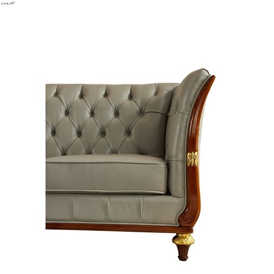 401 Tufted Grey Leather Love Seat Detail