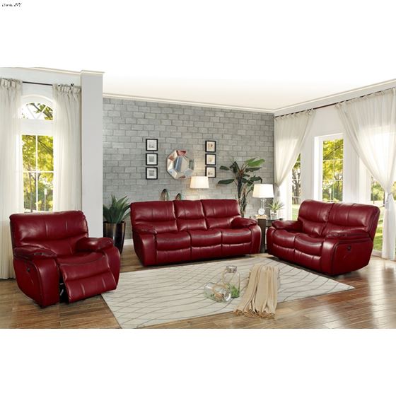 Pecos Red Leather Reclining Living Room Collection