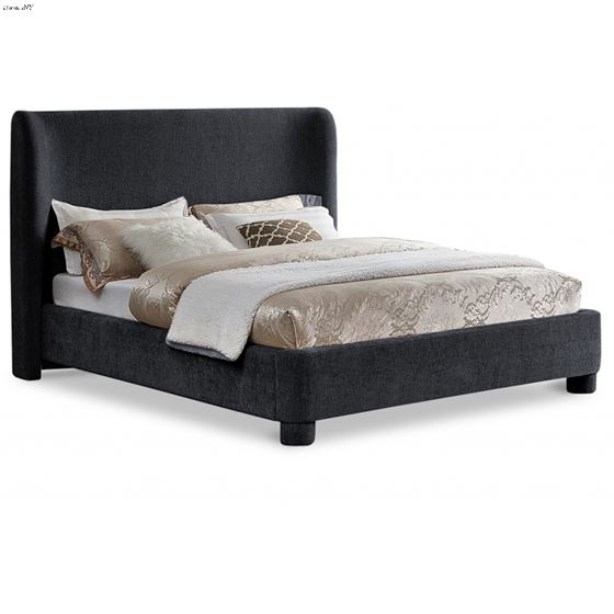 Penny Black Chenille Upholstered Bed By Meridian Furniture