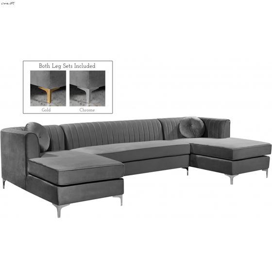 Graham Grey Velvet Upholstered Tufted Double Chais