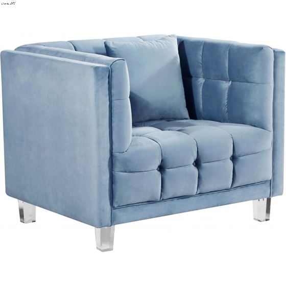 Mariel Sky Blue Velvet Tufted Chair Mariel_Chair_Sky Blue by Meridian Furniture