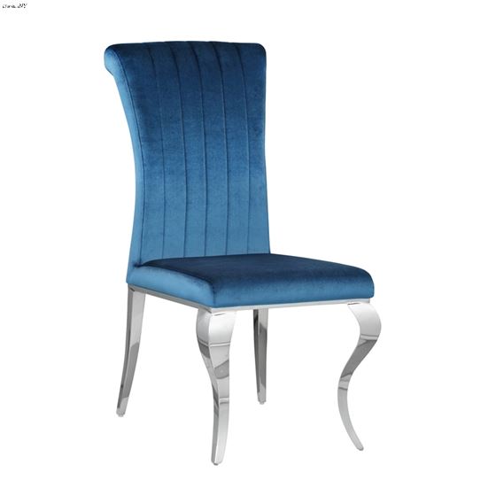 Carone Upholstered Side Chair Teal And Chrome 105076 - Set of 4 By Coaster