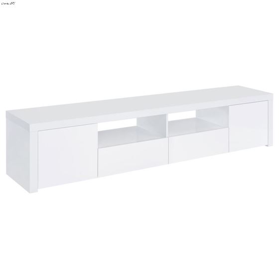 Jude White High Gloss 79 Inch 2 Door TV Stand With Drawers 704262 By Coaster