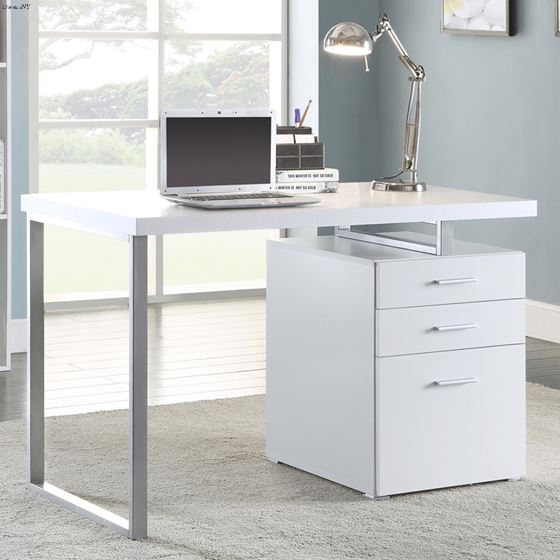 Brennan 47 inch Modern White 3 Drawer Office De-3