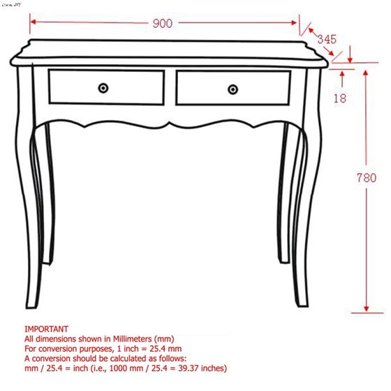 Krista Console Table 502-169 - dimensions