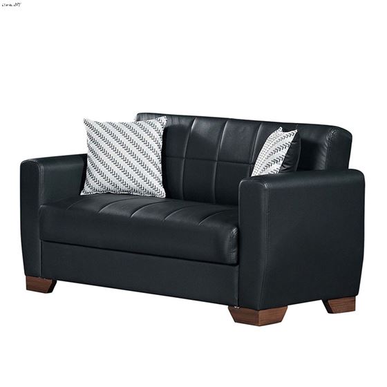 Barato Black Leatherette Convertible Loveseat with Storage By Ottomanson