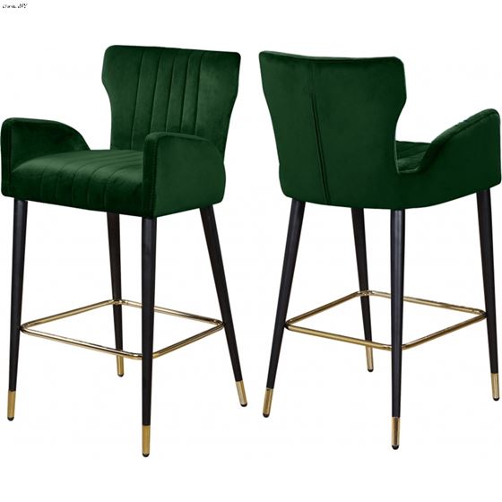 Luxe Green Velvet Upholstered Tufted Bar/Counter S