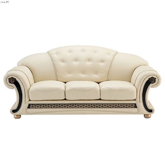 Apolo Tufted Ivory Leather Sofa By ESF Furniture