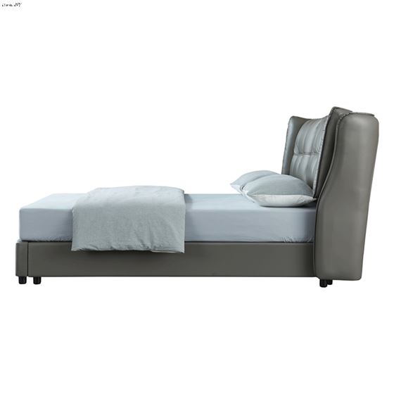 1806 Grey Leather Upholstered Storage Bed Side