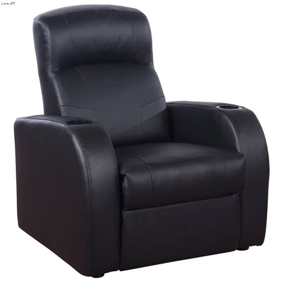 Cyrus Push Back Black Leather Recliner 600001 By Coaster