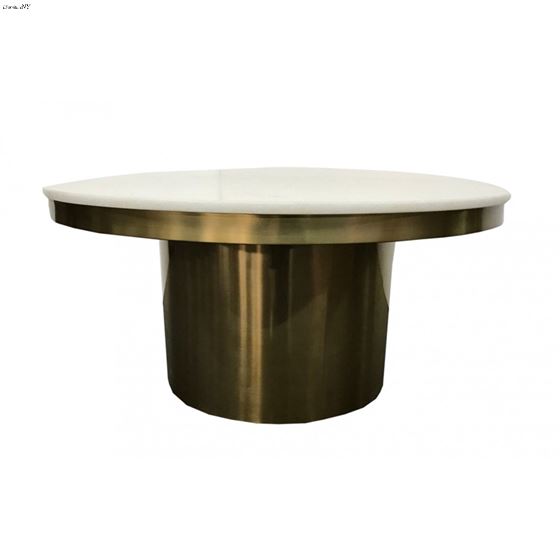 Modrest Rocky Glam White Stone and Gold Base Coffee Table By Vig
