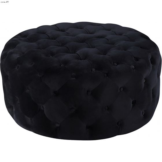 Addison Black Velvet Upholstered Tufted Ottoman/Be
