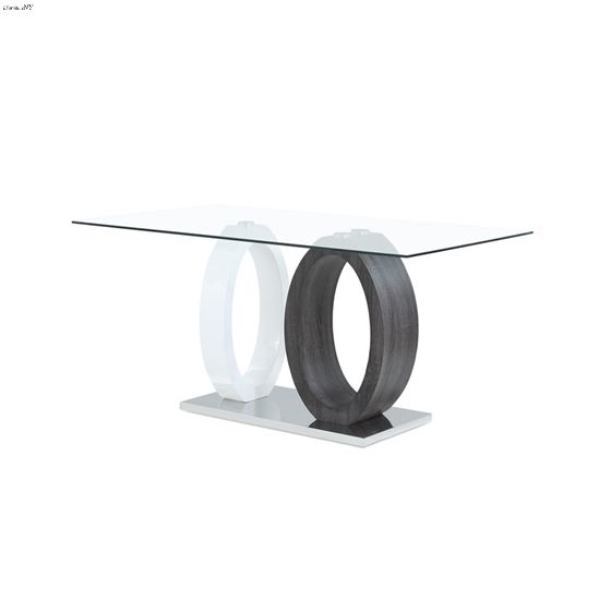 Modern 63 inch White and Grey Glass Top Dining Table D1628DT