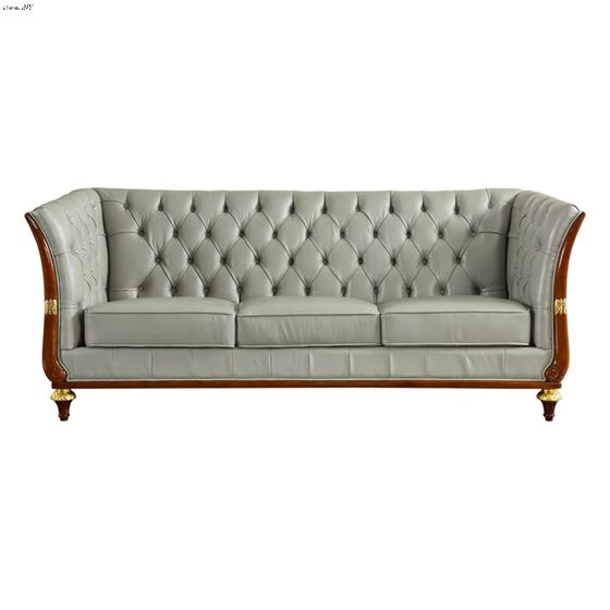 401 Tufted Grey Leather Sofa by ESF