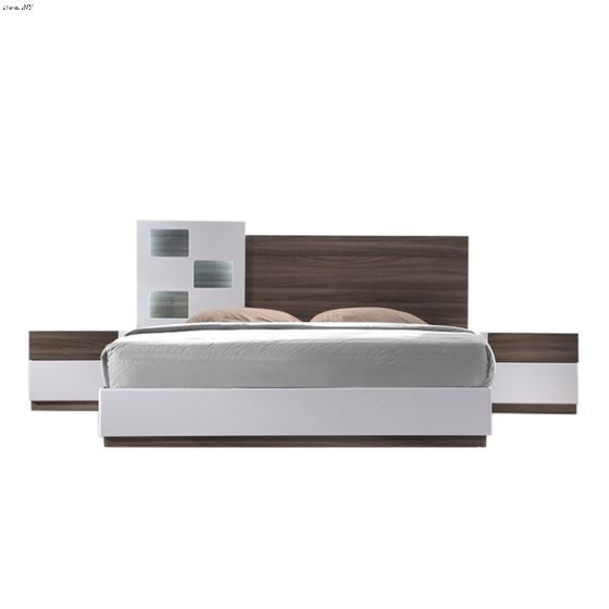 SanRemo A White and Walnut Panel Bed by JM Furniture