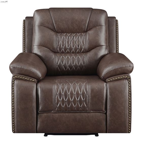 Flamenco Brown Power Reclining Chair Tufted Upholstery 610203P By Coaster