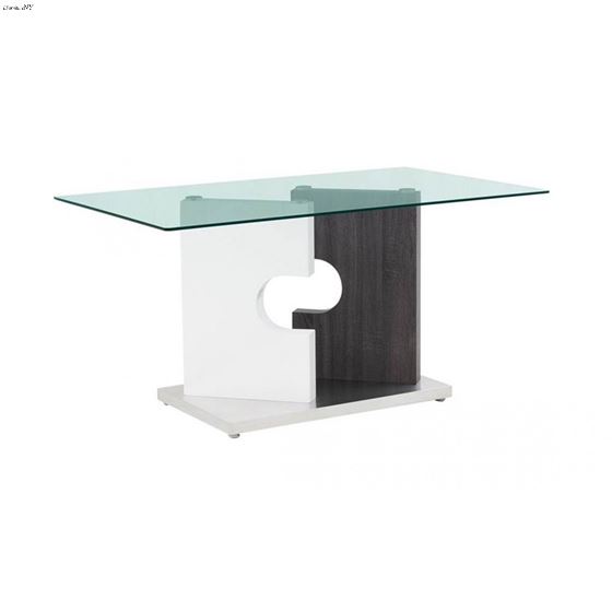 Modern 60 inch White and Grey Glass Top Dining Table D219DT