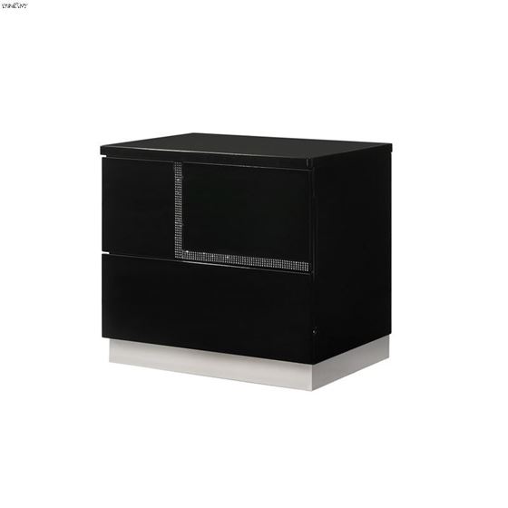 Lucca Modern Black 2 Drawer Nightstand Left Facing By JM Furniture