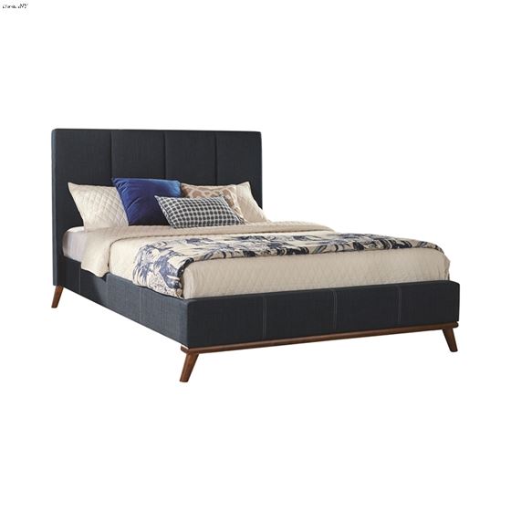 Charity Blue Fabric Upholstered Queen Bed 300626Q By Coaster