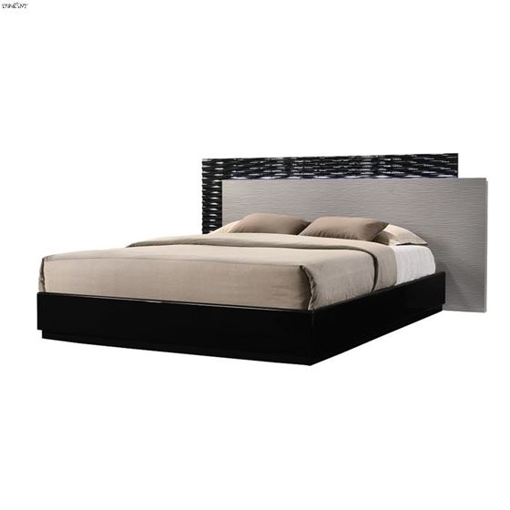 Roma Modern Black and Gray Lacquer Bed By JM Furniture